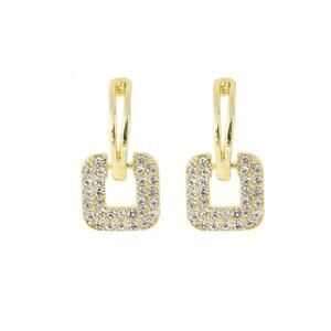 4133 NIP DG.Z Korean Design S925 Silver Over Gold Square Diamond Dangle earrings
